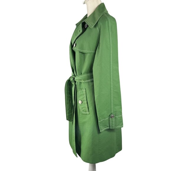 Ann Taylor Loft Green Double-Breasted Trench Coat Size Medium - Picture 2 of 12